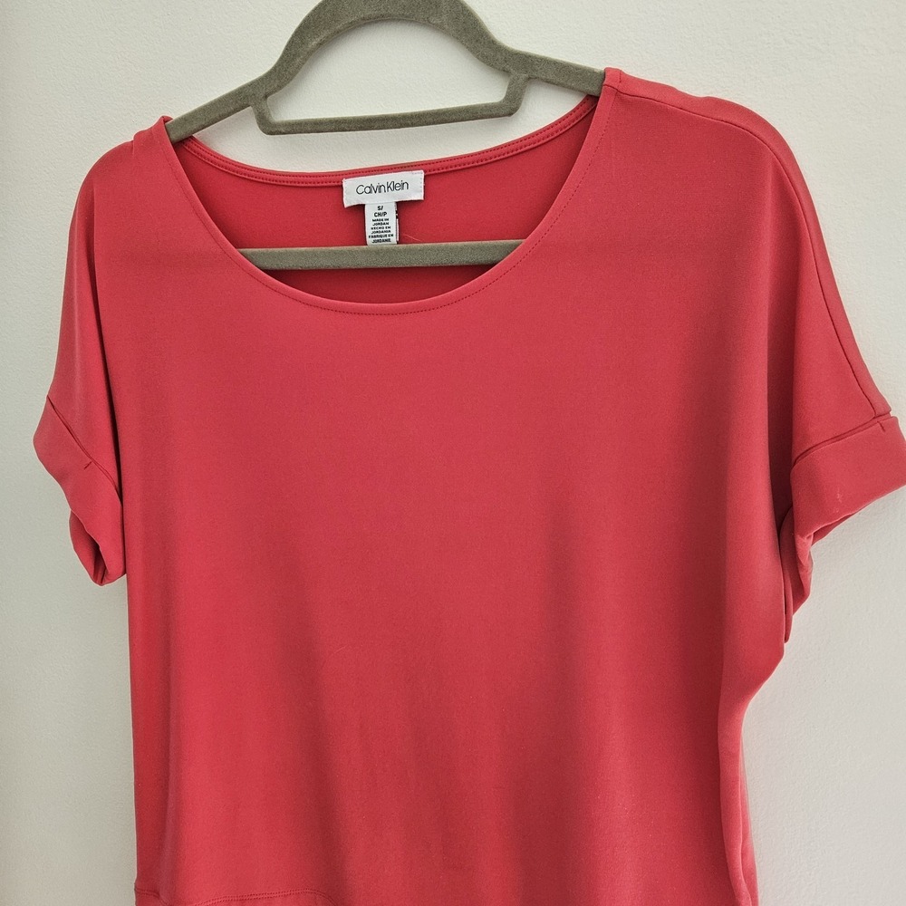 Calvin Klein Short Sleeve Blouse Hot Pink Small (Oversized) Loose Fit